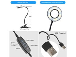 Rebe-lámpara De Escritorio Con Pinza 24 Leds 5v 6w Usb 3 Temperaturas De Color Brillo Ajustable Flexible Para Estudio Oficina