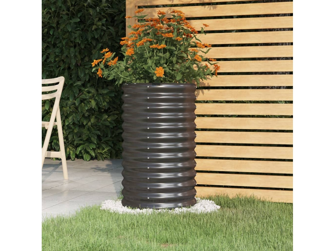 Maceta/Jardinera de Jardín Acero Revestido en Polvo 40X40X68Cm Antracita