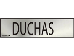 Cartel Informativo NORMALUZ "Duchas" (Adhesivo Inox 0,8Mm) 5X20Cm