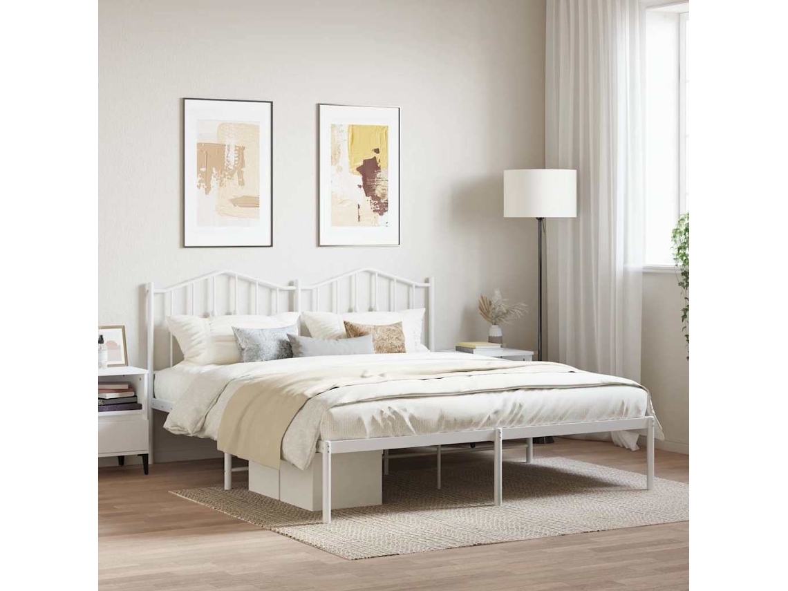 Estructura Cama Sin Colchón Con Cabecero Metal Blanco 180x200cm
