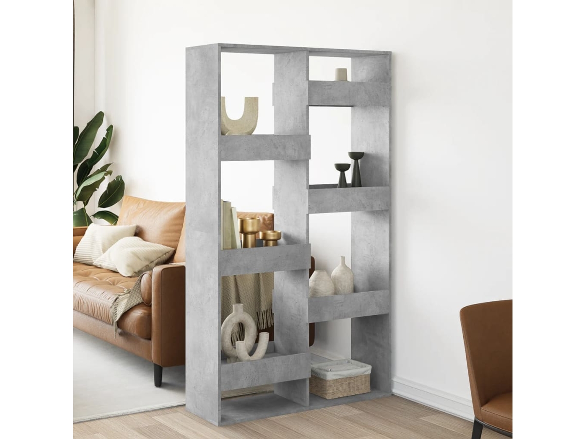 Biombo plegable | Separador de ambientes 100x33x175 cm, color gris cemento, derivado de la madera.