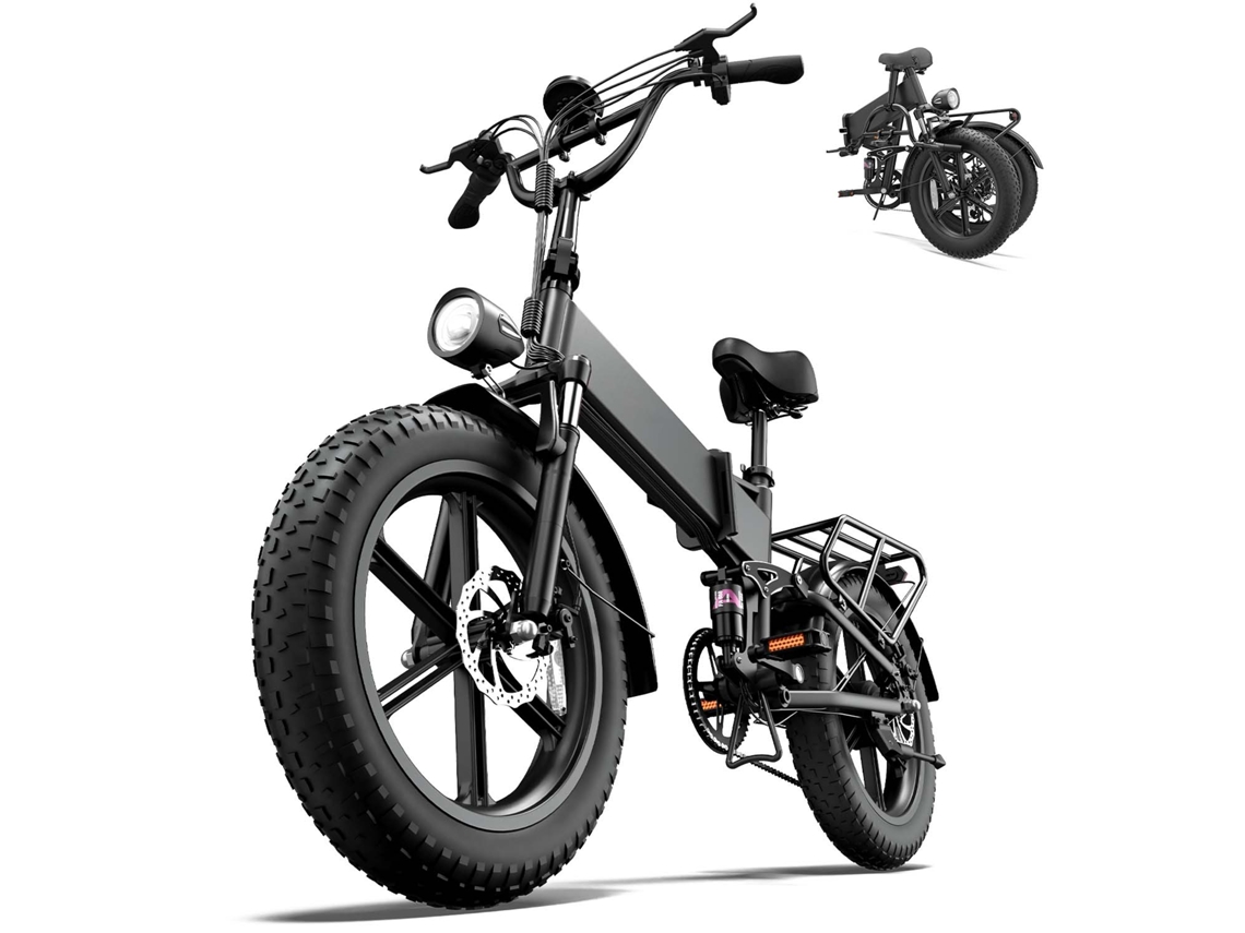 Bicicleta eléctrica URLIFE T5 de 20" con neumáticos anchos, motor de 750 W, batería de 48 V y 13 Ah, 7 velocidades.