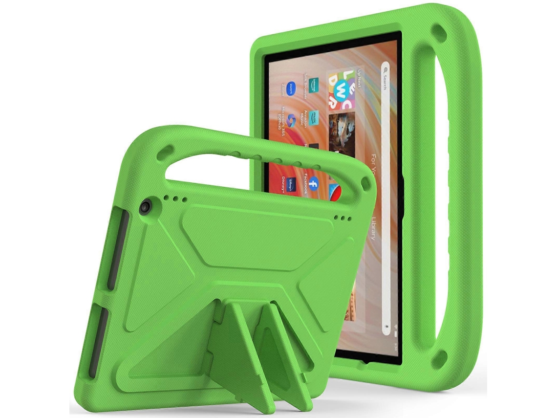 Funda protectora para tableta Amazon Fire HD 10 con soporte y correa de mano, color verde Chennnls (2023)