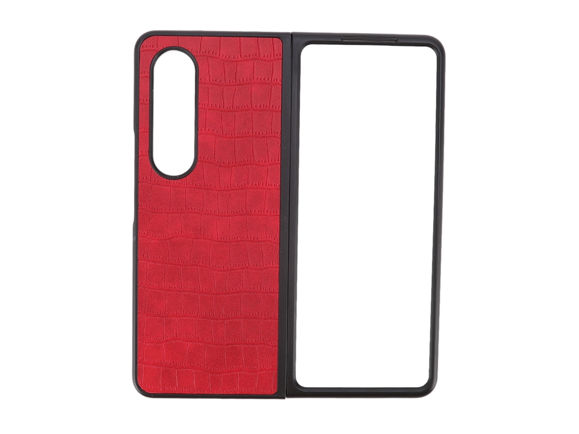 Capa De Couro Pu Para Samsung Galaxy Z Fold 4 Proteção Anti-choque Anti-risco Tela Dobrável Vermelha