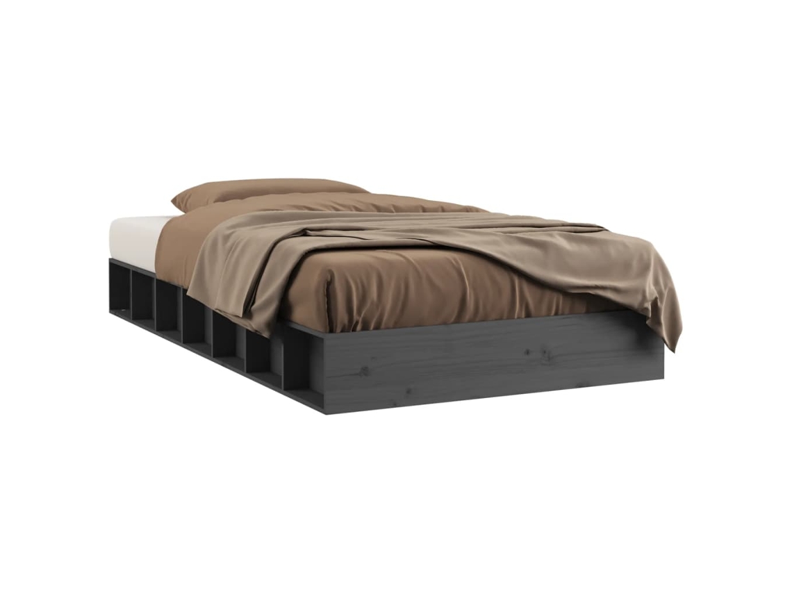 Maison Exclusive - Estructura Cama Individual Pequeña Madera Maciza Gris 75x190 Cm