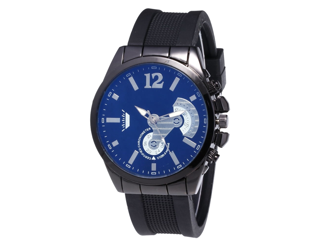 Reloj De Pulsera Unisex Para Parejas Con Correa De Silicona Y Movimiento De Cuarzo (esfera Azul Y Negra).