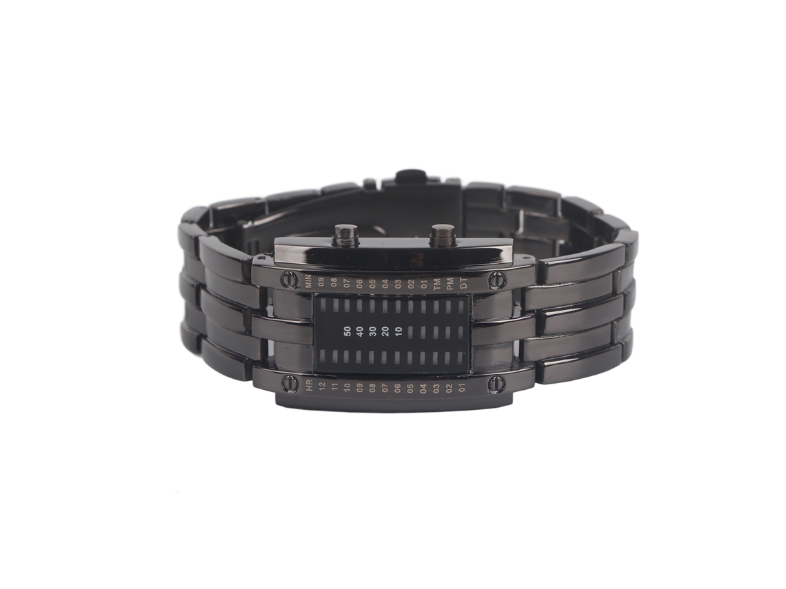 Reloj Led Binario Para Hombre, Resistente Al Agua Hasta 30 M, Diseño De Arco Convexo, Acero Inoxidable.