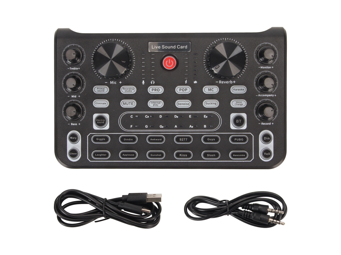 Placa De Som Para Live Com Efeitos Sonoros Bluetooth Redução De Ruído Mixer Para Karaokê E Transmissão Móvel