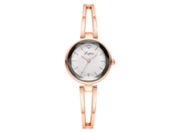 Reloj De Pulsera Para Mujer Con Brazalete De Aleación En Oro Rosa Y Blanco, Elegante Movimiento De Cuarzo.