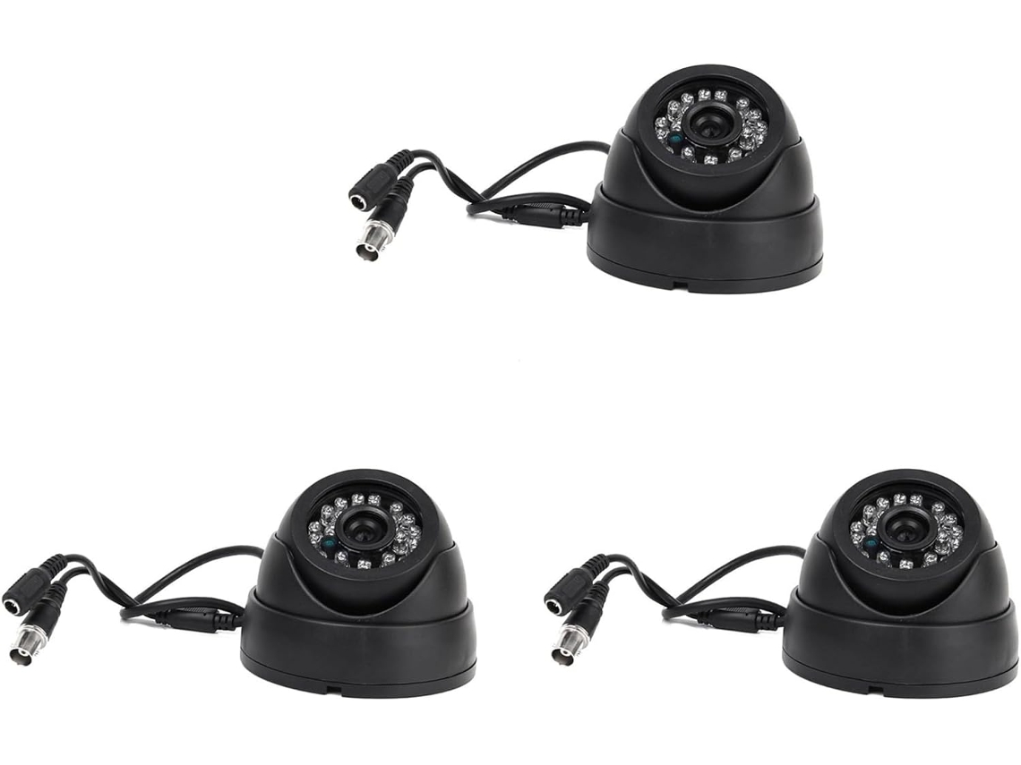 3 Cámaras De Vigilancia Negras Pal De 1/3 De Pulgada Cmos 700tvl 24 Led Ir