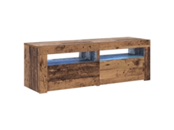 Maison Exclusive - Mueble Tv Luces Led Madera Ingeniería Envejecida 120x35x40 Cm