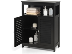 Armario Del Baño, Armario De Madera Con Doble Puerta De Persiana Y Repisa Regulable, 60 X 30 X 80 Cm (negro)