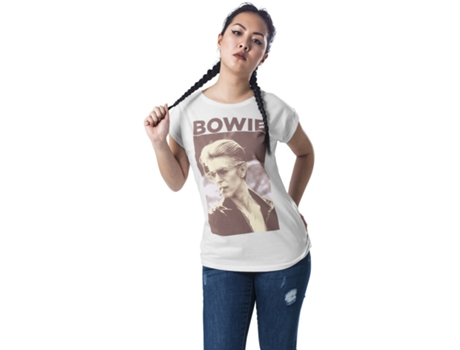 Camiseta de Mujer MISTER TEE Talla David Bowie Blanco (5XL)