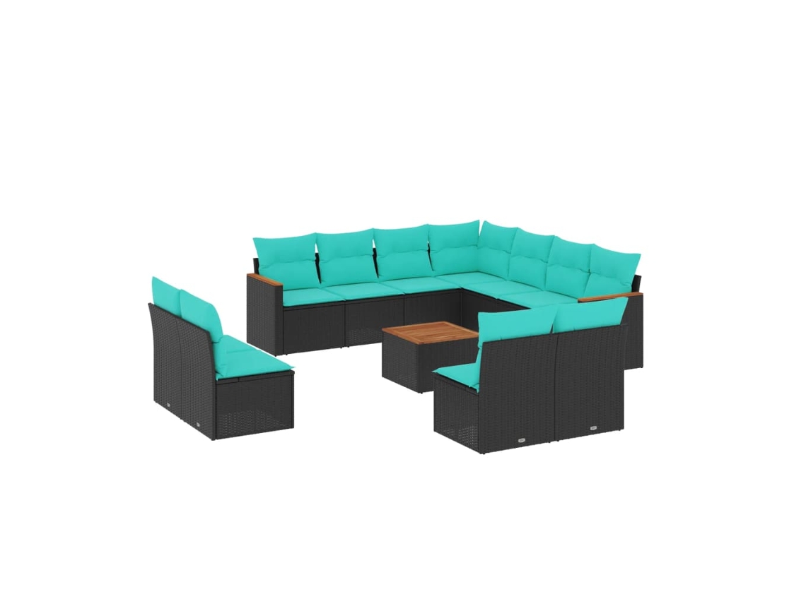 Maison Exclusive - Conjunto De Sofá De Jardín De 12 Piezas Con Cojines, De Poliratán Negro