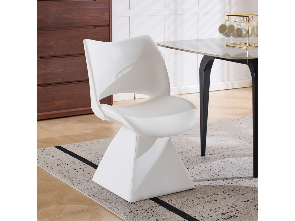 Silla Giratoria Blanca Cómoda Con Respaldo Alto Y Tapicería De Piel Sintética.
