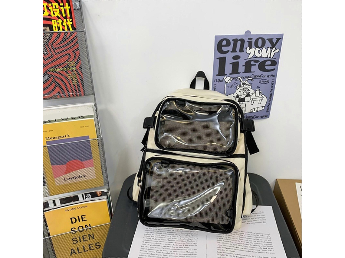 Mochila de gran capacidad para mujer, mochila escolar transparente para estudiantes y adolescentes, mochila informal para viajes y universidad.