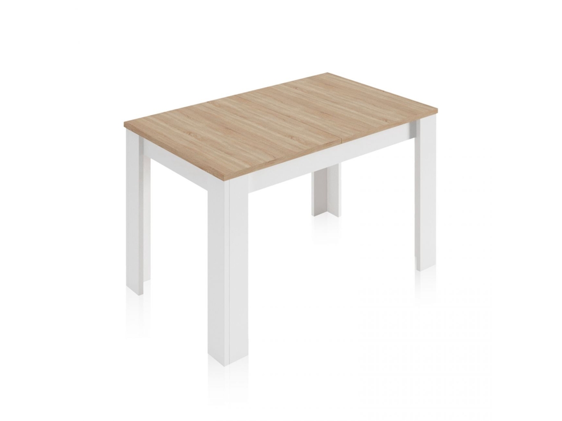 Mesa de comedor extensible Kendra 123 Blanco Artik (Blanco Mate) - Roble Canadian 123–173 x 78 x 75cm cm