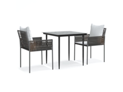 Maison Exclusive - Juego Comedor Jardín 3 Piezas Y Cojines Ratán Sintético Y Acero