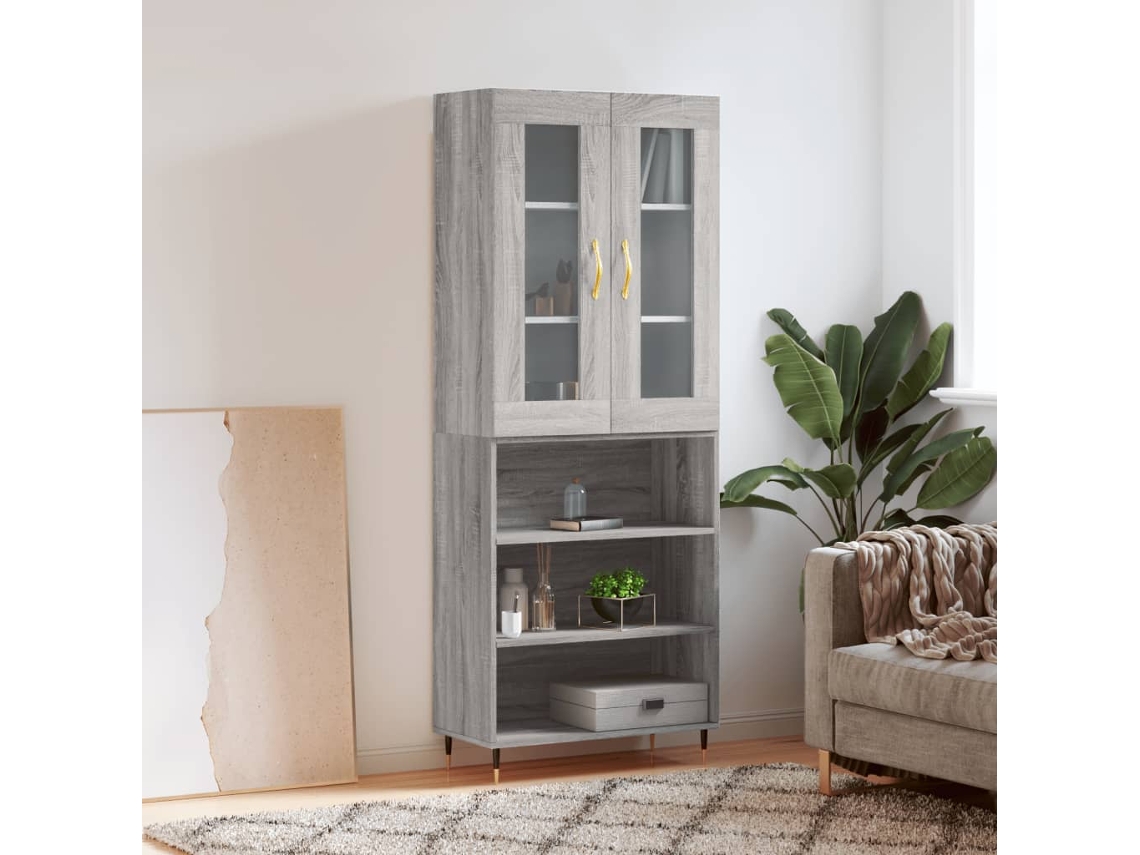 Aparador Alto Madera Contrachapada Gris Sonoma 69,5x34x180 Cm
