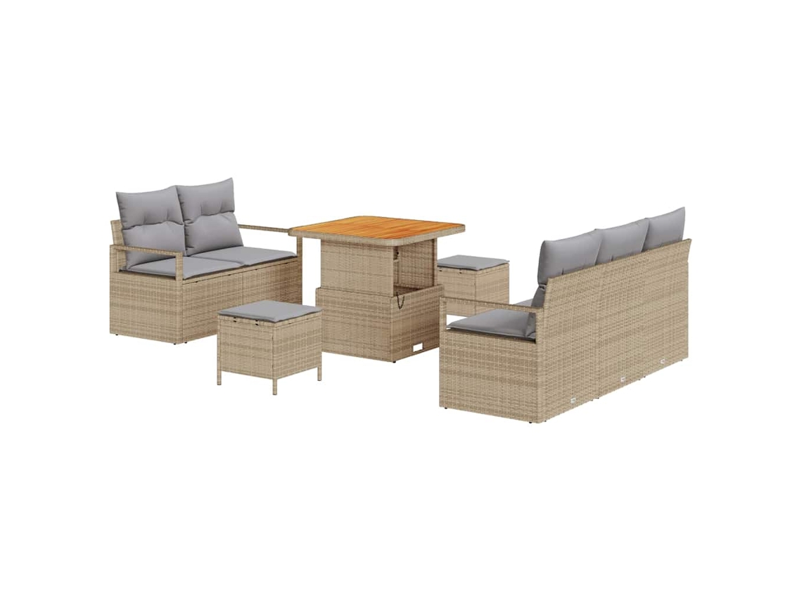 Maison Exclusive - Conjunto De Sofás De Jardín 8 Pcs Beige Ratán Sintético