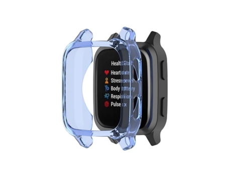 Caja de reloj de TPU de media cubierta para Garmin Venu Sq 2 (azul transparente)