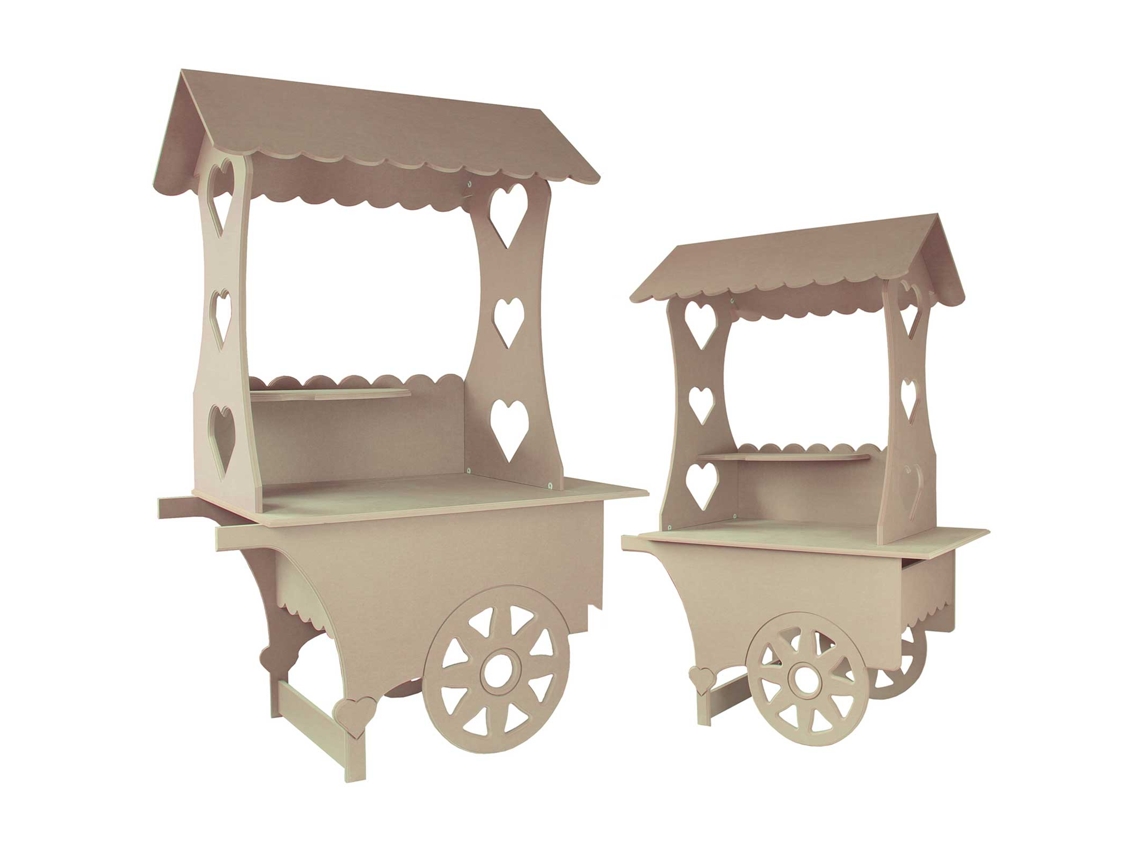 Carritos de dulces Meta2 grandes y pequeños de MDF para bodas, cumpleaños y bautizos