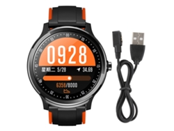 Pulsómetro Y Monitor De Presión Arterial De Pulsera Inteligente, Pantalla Redonda De Toque Completo, Resistente Al Agua, Natación, Negro Y Naranja