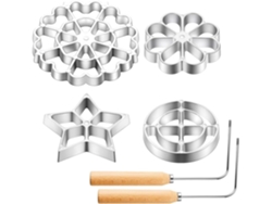 Juego de moldes de roseta, moldes de gofres de aleación de aluminio, molde de burbujas con asa, Gokoco