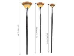 Juego De 3 Pinceles De Abanico, De Cerdas De Nailon, De Madera, Para Acuarela, Óleo Y Acrílico.