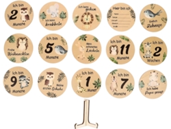 Tarjeta Mensual De Madera Para Hitos Del Año, Signo Zodiacal, Foto, Nombre, Niña, Niño, Peso, Recuerdos.