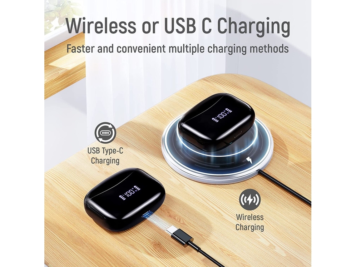 Auriculares Bluetooth True Wireless ENZONS  Inalámbrico 60 horas jugando con pantalla LED de batería compatible con Android Iphone