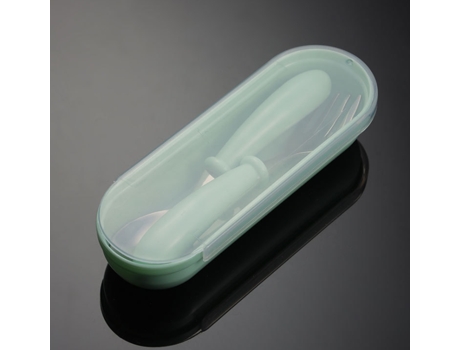 Juego de tenedor y cuchara para niños pequeños, juego de cubiertos de acero inoxidable para bebés con estuche de viaje apto para lavavajillas, verd...