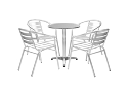 vidaXL Juego de comedor para jardín 5 piezas de aluminio plateado