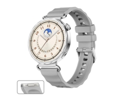 Bracelete Para Huawei Watch Gt 6 (41mm) - Silicone Cor Sólida - Botão De Pressão E Liberação Rápida - Fivela Prateada Cinza