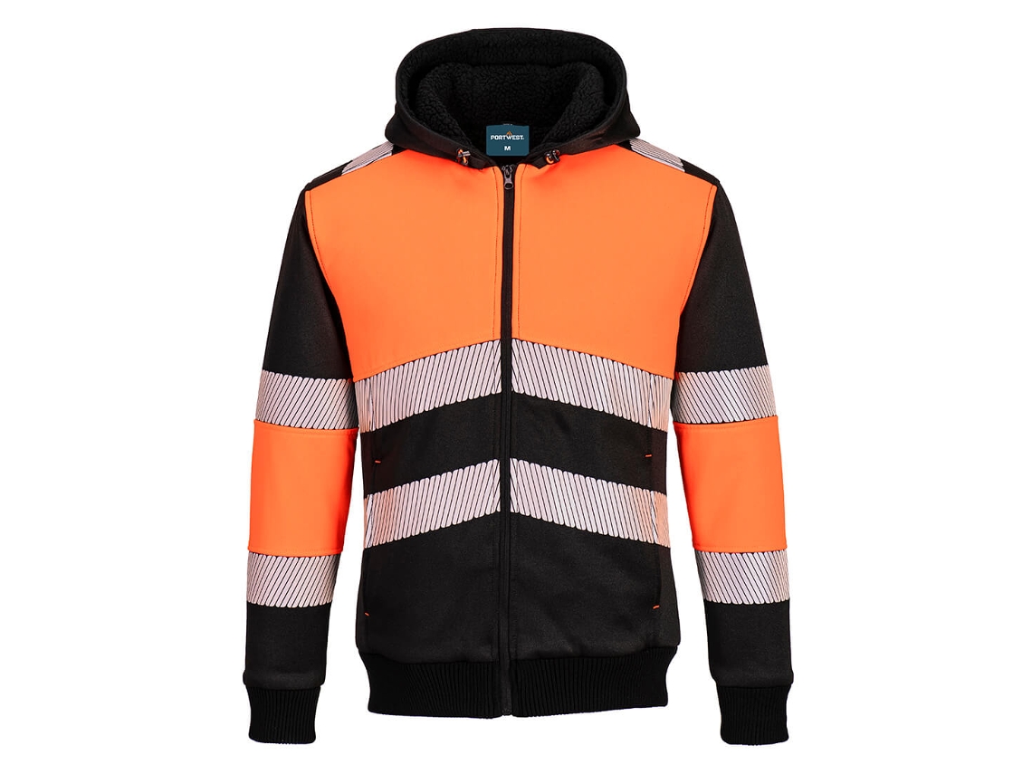 Sudadera con capucha de invierno PW3 con cremallera - Amarillo y negro de alta visibilidad / XXXL