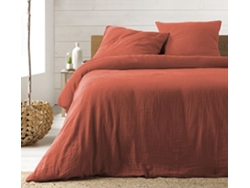 Juego de cama de gasa de algodón rojo 240 x 220 cm Promo Linge