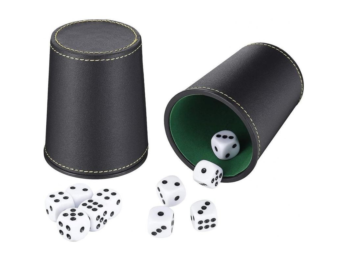Juego De Cubiletes De Cuero Con 10 Dados Punteados Para Juegos De Mesa, Fiestas Y Regalos, 2 Unidades.