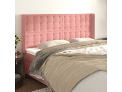 Cabecero Con Orejas De Terciopelo Rosa 203x16x118/128 Cm