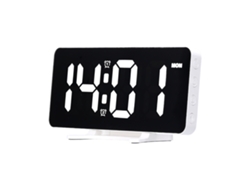 Reloj Despertador Digital Led De 6,7 Pulgadas Con Superficie De Espejo, 2 Alarmas, Brillo Ajustable Y Usb Para El Hogar Y La Oficina.