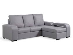 Sofá Chaise Longue BAZAR MONDIALE Madrid (Gris - Madera, Poliéster - 230x85x95 cm)
