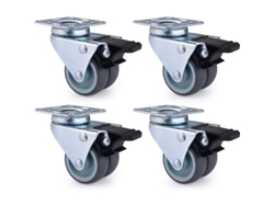 Juego De 4 Ruedas Giratorias Con Freno Para Muebles, Capacidad De 600 Kg, Acero Resistente.