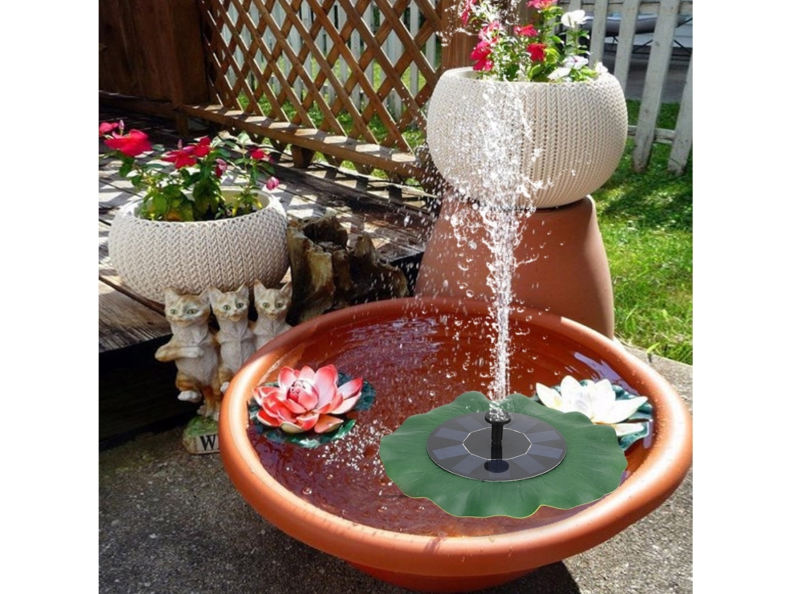 Bomba de agua solar flotante decorativa con batería y decoración de hoja de loto.