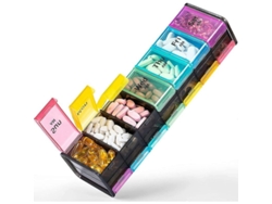 Organizador Semanal De Pastillas Extra Grande 7 Días 14 Compartimentos Am Pm Bpa Free Negro