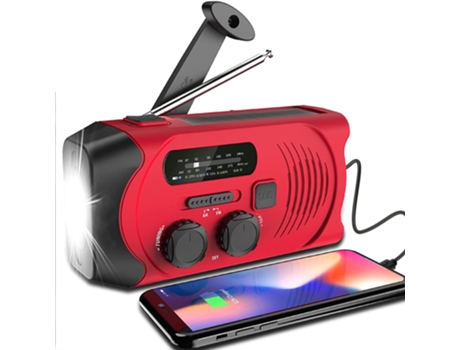 Fluky Radio solar AM/FM Radio de manivela Radio de emergencia portátil USB recargable con banco de energía de 2000 mAh, linterna LED, alarma SOS y ...