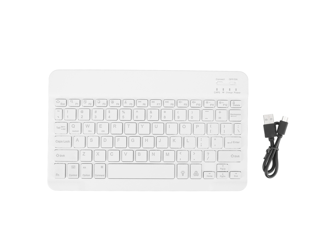 Mini Teclado Sem Fio Portátil Com Iluminação Rgb, Conexão Bt, Compatível Com Celular Tablet Laptop Branco
