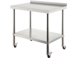 Mesa Profesional de Acero Inoxidable 91x61cm con Ruedas, Estante Ajustable y Capacidad de 200kg Tekmaquinas