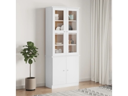 Armario Vitrina Alta Madera Maciza Pino Blanco 77x35x186,5cm