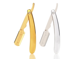 Juego de afeitado tradicional Rockwell de 1 pieza, manual, de acero inoxidable con cuchilla recta, para barberías y uso doméstico (cuchilla no incluida).