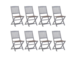Sillas plegables de exterior DKD Home Decor de 8 piezas con cojines de acacia maciza