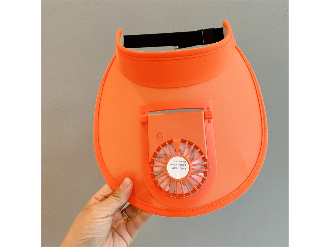 Gorra De Sol Con Ventilador Recargable Usb Para Niños Verano Amplio Visor Playa Naranja